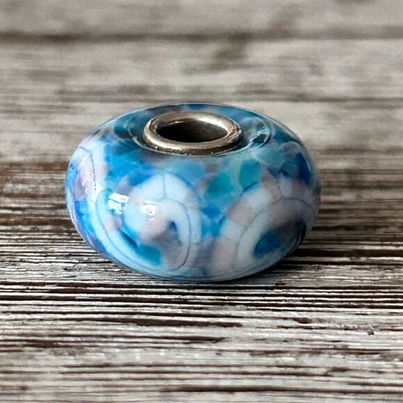 Summersday Artisan Trollbeads Style Trollstone Blue Pink White Mosaic Swirl NEW - Picture 10 of 12